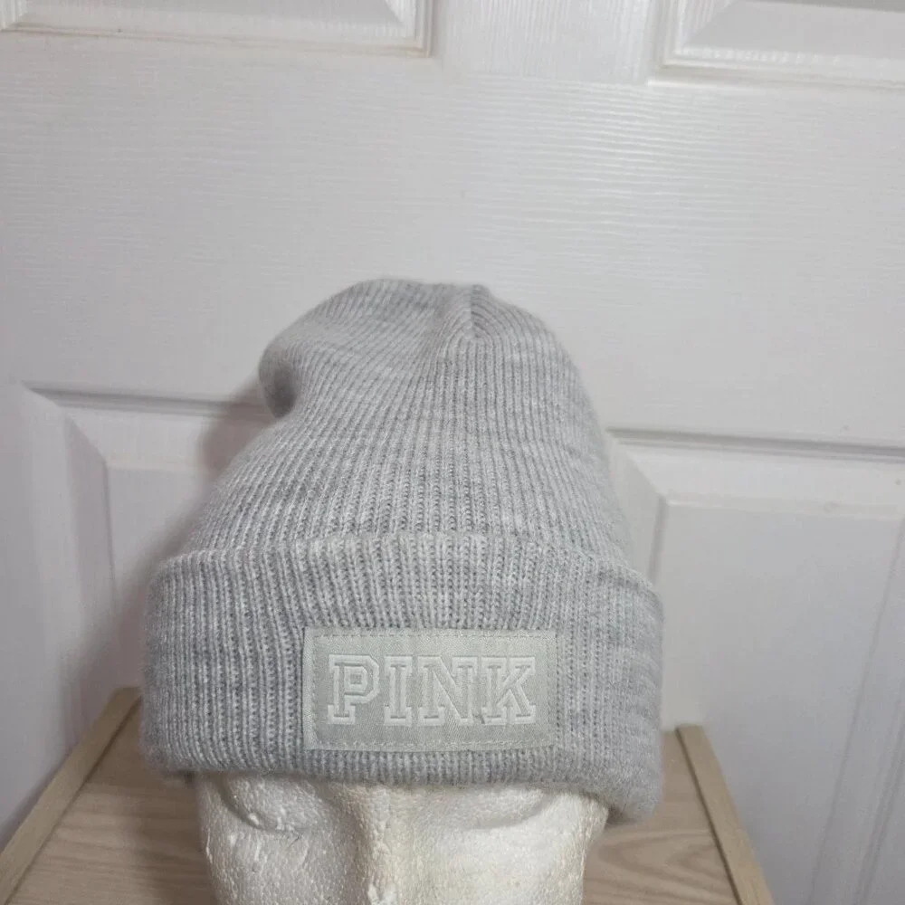 Victoria's Secret PINK Grey Knit Beanie One Size